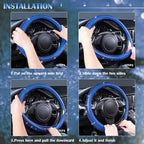 Bling Diamond Leather Steering Wheel Cover, with Bling Sparkly Crystal Glitter Rhinestones Universal Fit 14" 1/2-15" Car Wheel Protect for Women Girl Fit Suvs,Vans,Sedans,Cars,Trucks, Blue