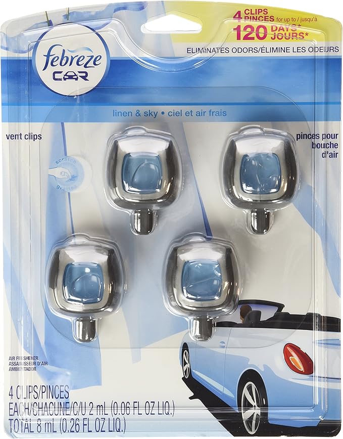 Car Vent-Clip Air Fresheners - 4 Pack (Linen & Sky)0.06 FL.OZ