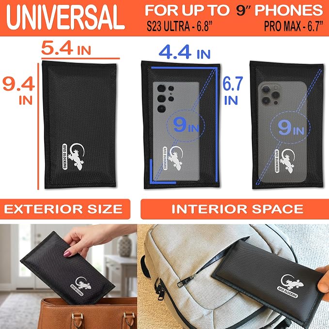 RFID Faraday Bag - GPS, RFID, and EMP Signal Blocker | Nylon Shielding Pouch for Cell Phone Privacy, Car Key FOB Protection, and Electronic Device Security (BLACK - NYLON)