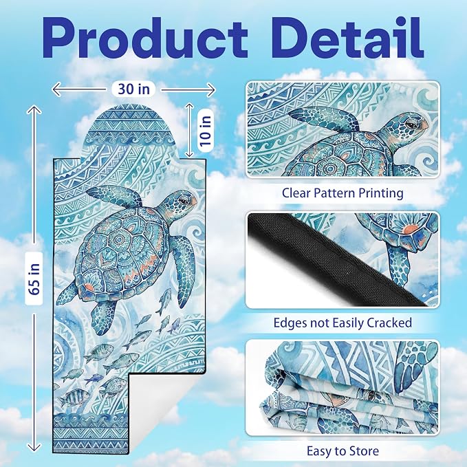 2 Pack Car Seat Towel Covers, Sweat-Proof Microfiber Seat Protectors for Gym, Running, Beach & Workout, Breathable Quick-Dry, Machine Washable, Ink-Style Sea Turtle Print, Universal Fit