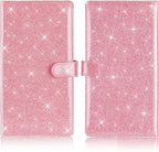 Car Registration and Insurance Card Holder, Vehicle License Document Glove Box Compartment Organizer, Interior Car Accessories for Women Men (Glitter Pink)