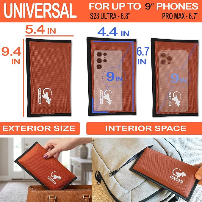 Faraday Bag Orange Nylon - Signal Blocker for Cell Phone, Car Key FOB, Data Privacy (ORANGE - NYLON)