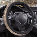 Bling Champagne Diamond Steering Wheel Cover, Black Leather Universal Fit 14.5-15inch Glitter Rhinestones for Women Sparkle Crystal Girly Shining for SUV,Vans,Sedan,Car,Truck, Black Champagne
