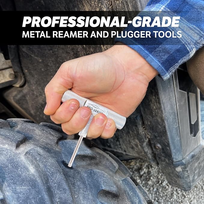 20503 Flat Tire Repair Reamer Plugger Kit, Heavy Duty, Universal, Complete 40 Piece Plug Kit