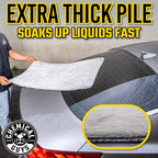 Woolly Mammoth Large Microfiber Drying Towel - 36 x 25 Inch Gray, Ultra Plush Super Absorbent Car Drying Towel for Cars, Trucks, SUVs, Motorcycles, RVs, and Auto Detailing