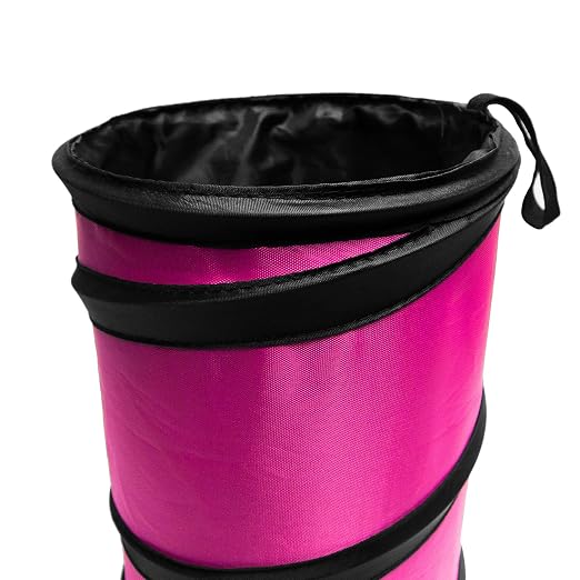 Automotive Waterproof Portable Collapsible Small Trash Can Garbage Container fits Most Cars,Polyethylene, SUVs, and Trucks Pink