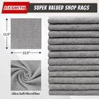 Shop Towels, Pack of 50, Grey Microfiber Cleaning Cloth Bulk, Microfiber Towels for Cars, All-Purpose Absorbent Cleaning Rags, Dust Cloth for Automotive, Mechanic, Garage, 11.5 x 11.5 inch