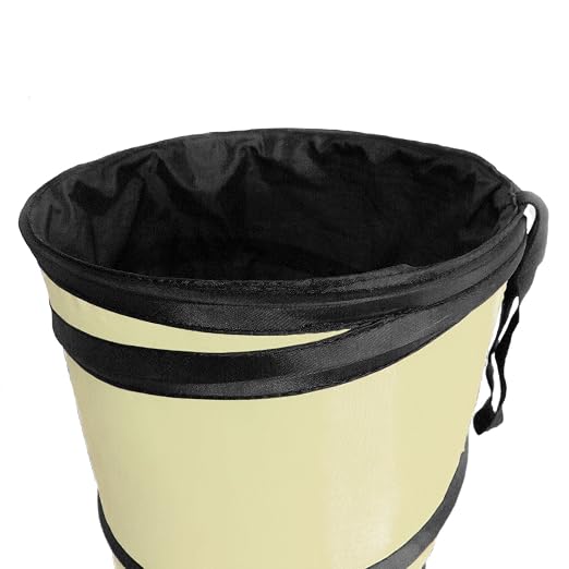 Automotive Waterproof Portable Collapsible Large Can Garbage Container fits Most Cars,Polyethylene, SUVs, and Trucks Beige Trash