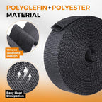 Black 2:1 Ratio Automotive Heat Shrink Braided Sleeving,Wear-Resistant Flat Woven Shrinkable Sleeve Fabric Car Cable Wires Hoses Protection (3/4"-50ft)