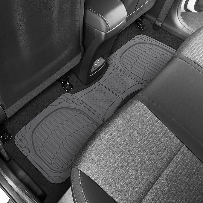 FlexTough Floor Mats for Cars, Gray Deep Dish All-Weather Mats, Waterproof Trim-To Fit Automotive Floor Mats for Trucks SUV, Universal Liner Car Accessories