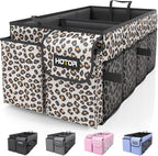 Trunk Organizer - Car Organizer, Foldable Trunk organizer for SUVs & Sedans, Sturdy Car Organization for Car Accessories, Tools, Sundries, Brown Leopard, 2 Compartments, 21.3"×12.6"×10.6"