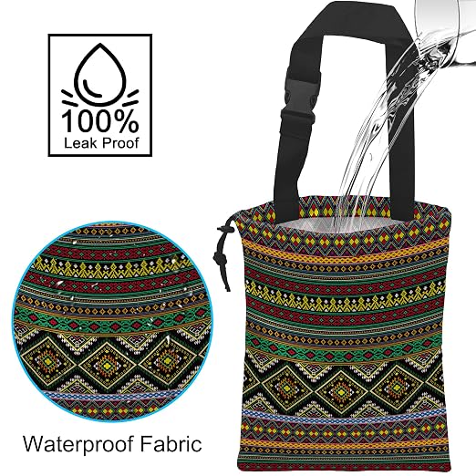 Car Trash Bag Hanging Green Ethnic Style Car Trash Can Waterproof Garbage Bag Hanging for Car Back Seat