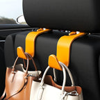 Car Seat Headrest Hook 4 Pack Hanger Universal Vehicle Car Storage Organizer for Handbag Purse Coat S Type Yellow