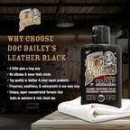 Doc Bailey's Leather Black - Black Leather Dye, Conditioner & Restorer, 4-in-1 Cleaner & Waterproofer for Car Seats, Motorcycle Seats, Jackets, Boots, Couches & Furniture - Detail Kit 4oz, 2-Pack