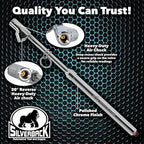 Professional Straight-On Dual Foot Commercial Truck Tire Pressure Gauge with Polished Chrome Finish. Heavy Duty Black Metal Bar Stick Gauge Range 10-150 PSI in 2 PSI Increments