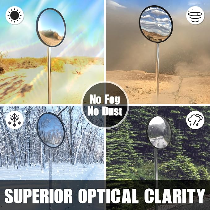 2Pcs 12" Acrylic Convex Mirror – 160° Wide-Angle Traffic Blind Spot Mirrors, Adjustable Corner Mirror in Garage, Driveways, Stores, Warehouses, for Outdoor and Indoor Use
