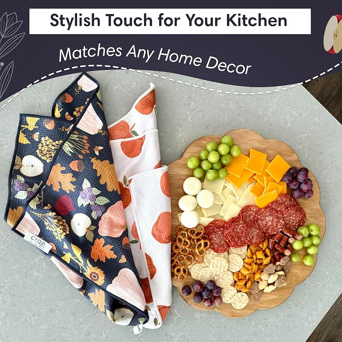 Double Sided Microfiber Hand Towels, 17x27 Inches Waffle Design Kitchen Towels Set, Durable & Soft Fast Drying Hand Wash Cloth and Dishcloth for Everyday Use at Home (Jonny & Gather- Blue/Multi)
