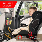Back Seat Protector for Car, 2 Pack Premium Kick Mats for Kids, Extra Large Car Seat Cover for Backseat with Mesh Pockets, Waterproof Dirt & Mud Protection, Black