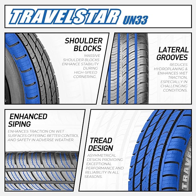Set of 2 (Two) UN33 275/55R20 117V XL High Performance All Season Passenger Tire 275/55/20 HP Radial Mud Snow Car Tires -Includes Three-year Road Hazard Warranty (Tire Only)