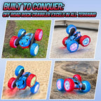 Remote Control RC Car for Kids 6-12, High-Speed 4WD Stunt Car with LED Lights & 360° Rotation, 2.4GHz Off-Road Vehicle Toy with Rechargeable Battery, Cool Valentines and Birthday Gift for Boys