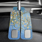 1 Pack Car Seat Headrest Hooks for Purses Abstract Blossoming Almond Tree Bag Purse Holder for Car with Double Metal Hooks Car Purse Hanger Hanging Accessories