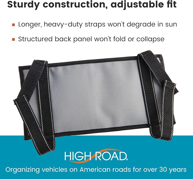 Car Visor Organizer with Zippered Pockets, Sunglasses Sleeve and Clear Photo or Registration and Insurance Pocket - Heavy Duty Straps Fit Most Car, SUV and Truck Visors - Gray