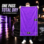 Car Drying Towel 24”x36”, 1400 GSM Twisted Loop Microfiber, Ultra Absorbent, Streak-Free, Lint-Free, Scratch-Free for Car, Truck & SUV, Quick Drying in Fewer Passes (Purple)