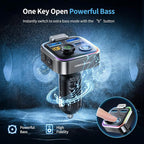Bluetooth FM Transmitter for Car, PD 38W Fast Charging, Wireless Bluetooth FM Radio Adapter, Car Kit with Hands-Free Calls, HiFi Bass Boost MP3 Music Player Support USB Drive