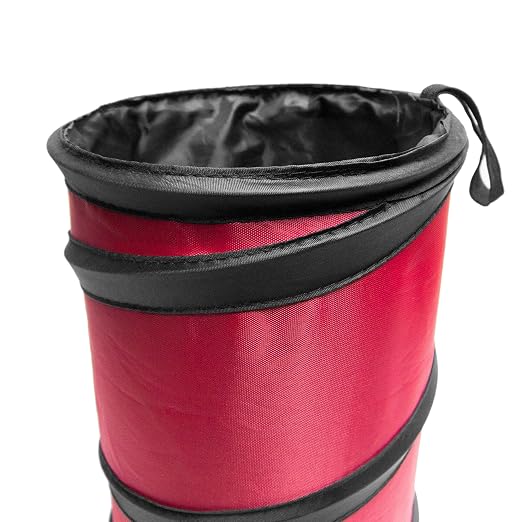 Automotive Waterproof Portable Collapsible Small Trash Can Garbage Container fits Most Cars,Waterproof,Polyethylene, SUVs, and Trucks Red