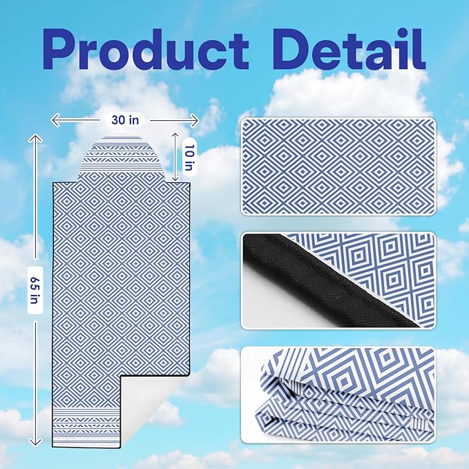 2 Pack Car Seat Towel Covers, Sweat Protector for Front Seats, Premium Thickened Microfiber with Boho Geometric, Breathable & Quick Dry, Slip-on Headrest Pocket for Gym, Beach, Running (Royal Blue)