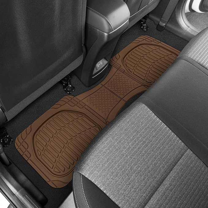 FlexTough Deep Dish All-Weather Floor Mats, Waterproof Trim-To Fit Mats for Cars, Trucks, SUVs - Universal Automotive Floor Liners, Car Accessories, Brown