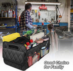 Car Trunk Organizer and Storage with Reinforced Handles, Waterproof Polyester Trunk Organizer for SUV, Minivan, Truck (Large, Black)