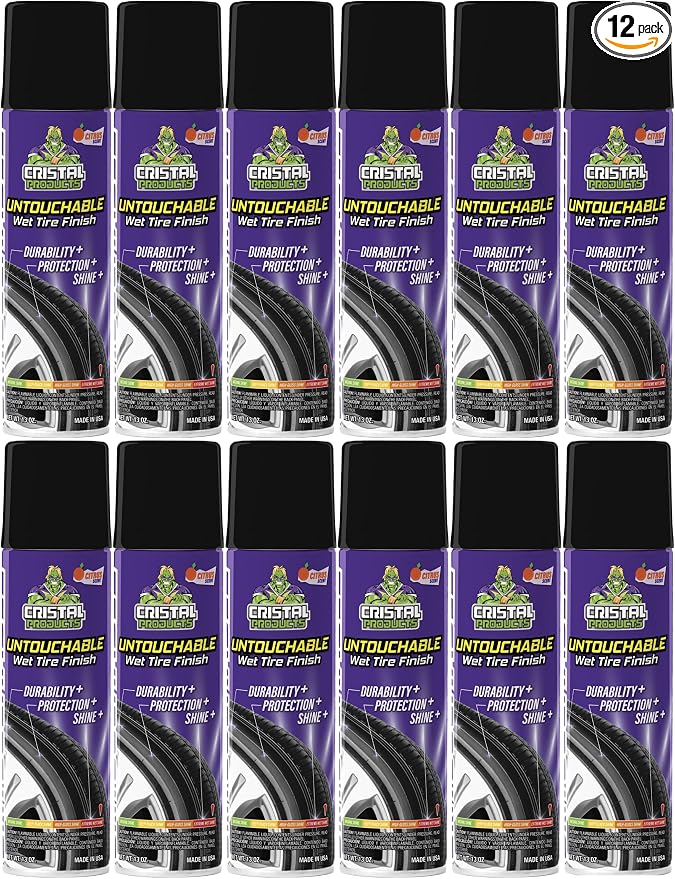 Untouchable Tire Shine Spray (12 Pack) – Citrus Scent, Wet Look Tire Shine, No Sling, Long Lasting Car Tire Shine, No Touch Application