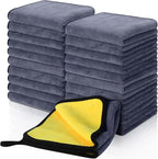 20 Pcs Microfiber Car Drying Towels Microfiber Cleaning Cloth 800 GSM Thick Plush Cleaning Dusting Cloth Auto Detailing Absorbent Towels Rags for Car Household Kitchen Window(Grey and Yellow)