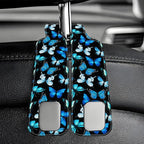 Purse Hook for Car Watercolor Blue Butterflies 1 Pack Headrest Back Seat Hook Premium Leather Double Metal Hanger Storage Pack Bag Purse Holder Car Interior Accessories