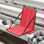 Heated Stadium Seat, Foldable, Lightweight with Carrying Strap, Foam Cushion for Comfort, Adjustable, Back Support, Multi-Functional Use As Stadium Seat or Seat Pad, Red Dyed Solid