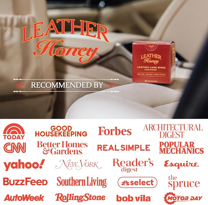 Conditioner Wipes: Restore Leather On-The-Go. Protect & Condition Any Color of Leather Couches, Car Seats, Purses, Shoes, Bags & Tack. Made in the USA! 10 Non-Toxic, Ready-to-Use Wipes