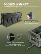 Heavy Duty Trunk Organizer with Lid for SUV & Truck (XL, Green) | 1680D Water-Resistant Fabric & 3.5mm PP Skeleton Collapsible Multi-Compartment Trunk features Dual Non-Slip Hooks