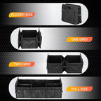 Multi Compartments Collapsible Car Trunk Organizer, 600D Waterproof Oxford Polyester 50L Car Storage with Adjustable Strap & Anti-slip Bottom, for SUV, Truck, Black New