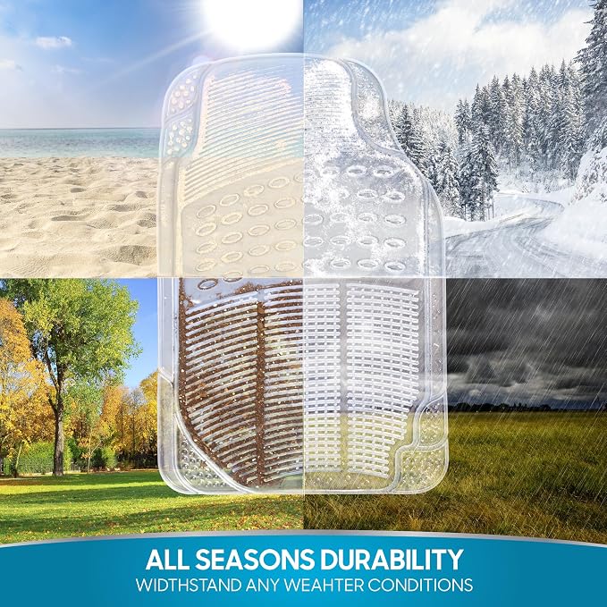 4-Piece Rubber Transparent Clear Floor Mats Heavy Duty for Front & Rear Car Truck Van SUV, All Weather Protection, Universal Fit