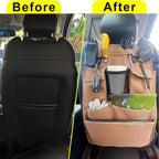 Car Seat Back Organizer with Multiple Pockets and Hooks (brown)
