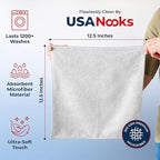 Microfiber Cleaning Cloth - White - 8Pcs (12.5x12.5 inch) High Performance - 1200 Washes, Ultra Absorbent Car Towel Traps Grime & Liquid for Streak-Free Mirror Shine - Car Washing Cloth