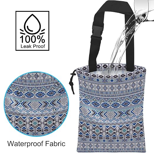 Car Trash Bag Hanging Sprites Tribal Motifs Car Trash Can Waterproof Garbage Bag Hanging for Car Back Seat with Adjustable Straps and Drawstring for Car Accessories Vehicle Travelling