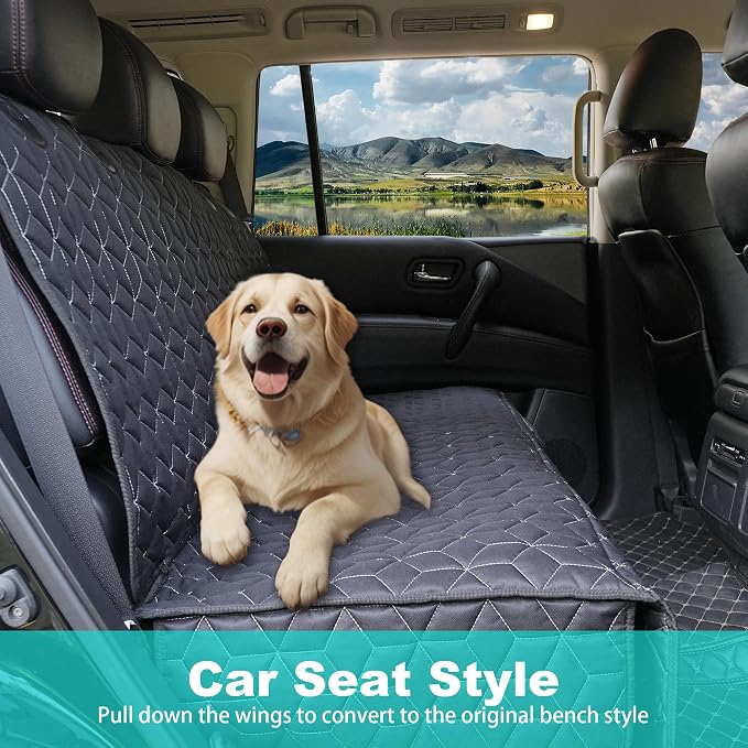 Dog Car Seat Cover for Back Seat, Waterproof Non-Slip Bench Protector for Dogs, Durable 600D Scratch Proof Seat Cover for Hair, Scratches, Travel and Daily Use in Mid-Size Cars, Mid-Size SUVs
