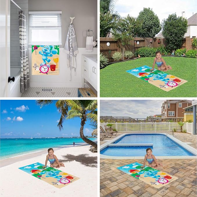 Kids Super Soft Cotton Bath/Pool/Beach Towel, 58 In x 28 in, Blues Clues
