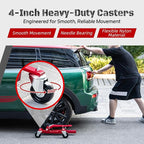 Car Dolly Jack Set of 4, Mechanical 1500-lbs Wheel Dolly, 9'' car Wheel Dolly Positioning Jack, Car Dollies for Vehicle Positioning & Auto Repair Moving, Red