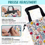 Car Garbage Bag Colorful Flowers and Leaves Drawstring Car Trash Bag Hanging for Back Seat with Adjustable Buckle Canvas Vehicle Trash Can Easy-to-Install