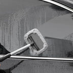 Pivoting Windshield Glass Cleaning Tool Extendable Aluminum Handle w/3 Premium Microfiber Covers