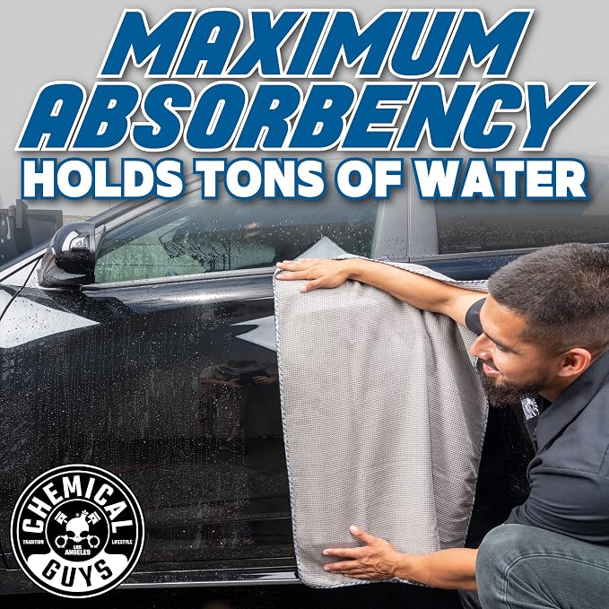 Waffle Weave Gray Matter Microfiber Drying Towel - 25" x 36",Premium Blend Microfiber Towel with Soft-Banded Edging for Scratch-Free Car Drying,Ultra Absorbent,(Pack of 12)