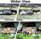 Rear View Mirror, Universal 11.4 Inch Interior Clip On Panoramic Convex Mirrors for Car Accessories, HD Anti Glare Wide Angle and Reduce Blind Spot, Extended Rear View Mirror for Cars, SUVs, Trucks